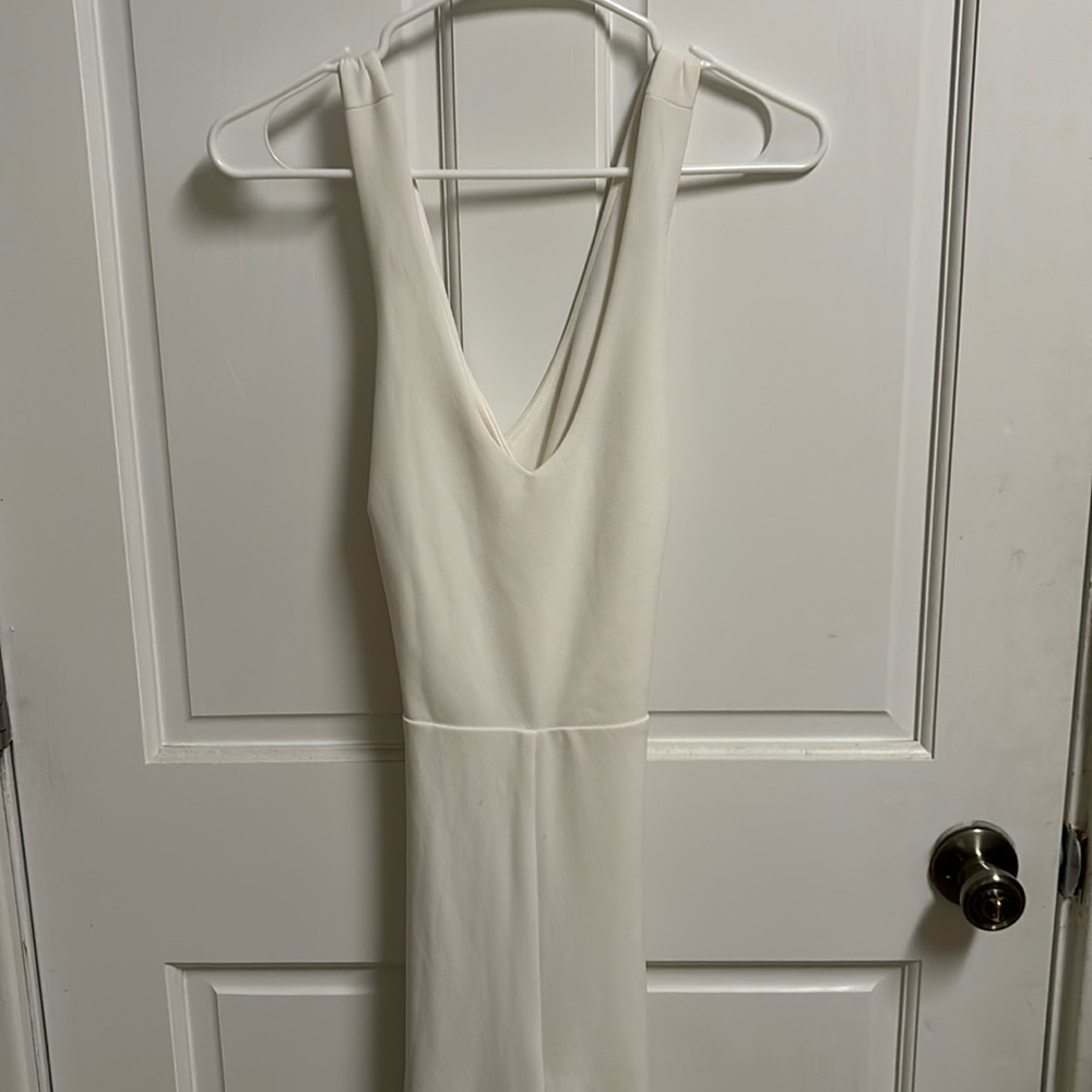 Wide leg criss cross back jumpsuit